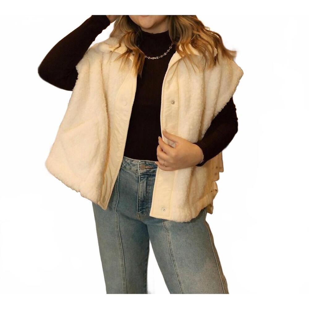 NEW MIOU MUSE bria sherpa vest in cream